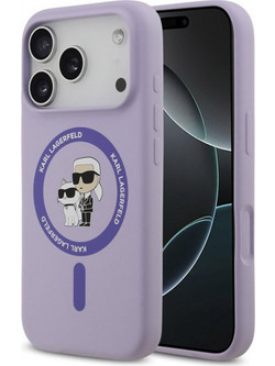 Karl Lagerfeld Liquid Silicone Karl and Choupette Θήκη Σιλικόνης με MagSafe για iPhone 17 Pro Max Λιλά