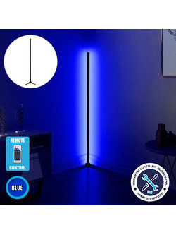 Μοντέρνο Minimal Επιδαπέδιο Μαύρο Φωτιστικό 100cm LED 16 Watt με Ασύρματο Χειριστήριο RF & Dimmer Μπλε GloboStar ALIEN Design GLOBO-100-6