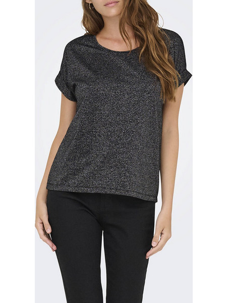 ONLY ONLMOSTER GLITTER S/S TOP NOOS JRS 15356991-BlackSILVERLUREX DarkSlateGrey