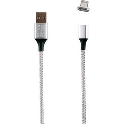 NSP Magnetic Braided USB-A to Lightning Cable 1m Silver
