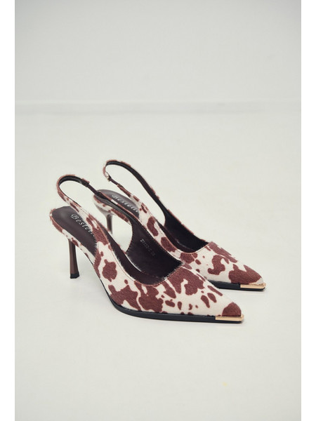 Γόβες Slingback Με Animal Print & Μεταλλική Μύτη