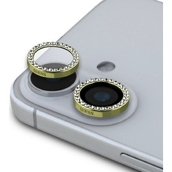 GUESS Fixed Glitter Protective Lens for iPhone 16/16 Plus Gold - (GUCL162SGGD)