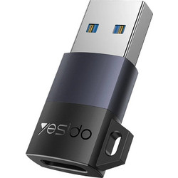 Yesido - Otg Adapter - USB3.0 Male To Type-C Female, 18W, Aluminum Alloy - Grey - (GS34)