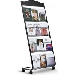 Μπροσούρα VEVOR Display Rack, 4-Tier Magazine Literature Display Stand with Wheels, Movable Floor Standing Magazine Rack, Heavy Duty Εφημερίδες θήκη καταλόγου για εκθέσεις καταστημάτων Εκθέσεις χειροτ
