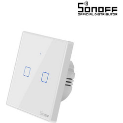 GloboStar(R) 80131 SONOFF T2EU2C-RF - 433MHz Wireless Smart Wall Touch Button Switch AC 100-240V Max 4A (2A/Way) 2 Way - RF Series