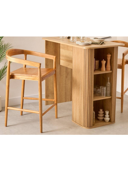 Σκαμπό μπαρ Miyako Atmosphera από Ξύλο teak, με διαστάσεις 55.5x56x95cm - Brown 207342A