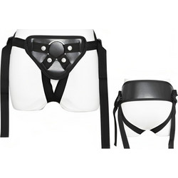 Ζώνη Strap-On με Ρυθμιζόμενους Ιμάντες - Μαύρη Δερματίνη