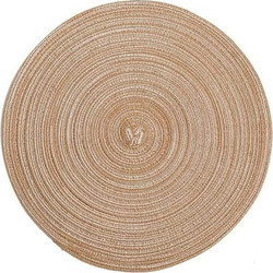 Σετ 4x Boho Ψάθινο Σουπλά Στρογγυλό 18cm Σκούρο Μπεζ