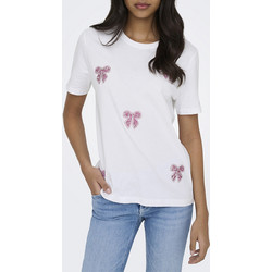 ONLY ONLKITA REG S/S PRINT TOP NOOS 15367568-Bright WhiteRosytouchcutebows Mixed