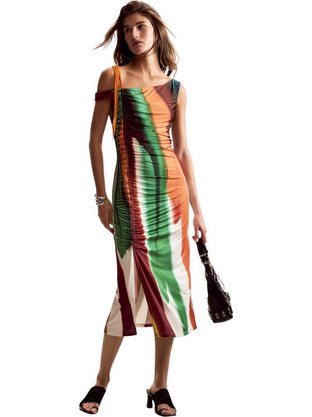 Desigual Midi Καλοκαιρινό Βραδινό Φόρεμα Πολύχρωμο 26SWVK17-1001