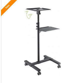 Techly ICA-TB TPM-10 Universal Adjustable Trolley for Notebook Projector with Shelf Black - Techly