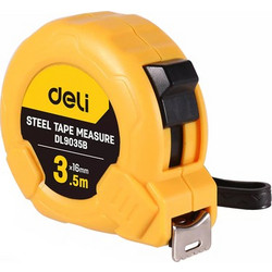 DELI μέτρο DL9035B, με κλείδωμα & clip ζώνης, 3.5m x 16mm