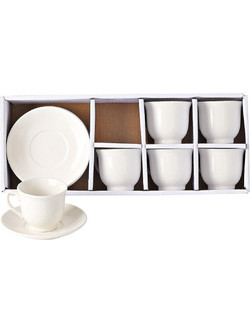 Σετ Φλιτζάνια Espresso & Ελληνικού Καφέ Πορσελάνης Λευκά 110ml 6τμχ