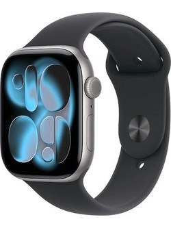 Apple Watch Series 11 Cellular Aluminium 46mm Αδιάβροχο με eSIM και Παλμογράφο (Space Grey Aluminium Case with Black Sport Band - M/L)