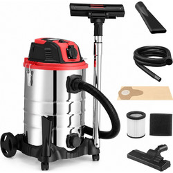BAKAJI Αναρροφητήρας Υγρών & Στερεών 30L 1200W Ανοξείδωτος με Φίλτρο HEPA και Φυσητήρα 02002284