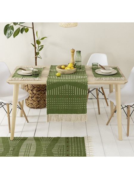 Runner Alyo Green-Beige Nima 45X150 100% Βαμβάκι