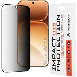 Techsuit - 111D Κόλλα Απορρήτου Πλήρους Διατήρησης - Honor 600 / 600 Pro - Μαύρο