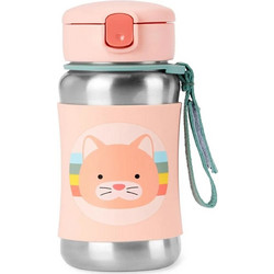 Skip Hop Cat Παιδικό Παγούρι Ανοξείδωτο με Καλαμάκι Ροζ 350ml