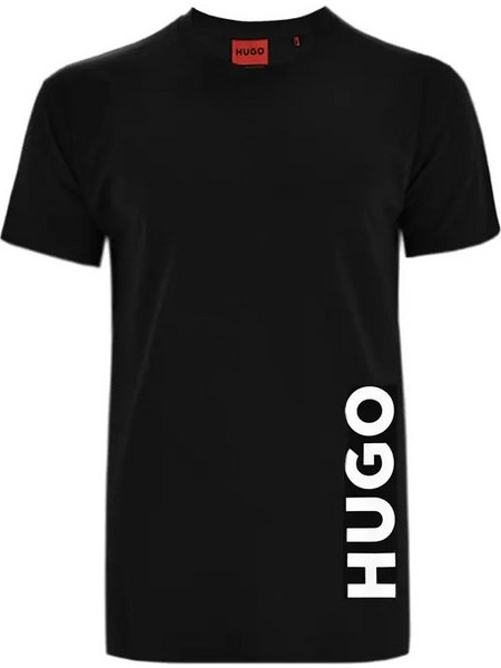 HUGO | T-SHIRT RN RELAXED LOGO | ΜΑΥΡΟ