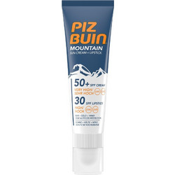 Piz Buin Mountain Αντηλιακή Κρέμα Προσώπου & Χειλιών SPF50 Suncream 20ml + Lipstick 2.3 ml
