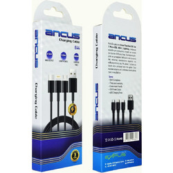 Καλώδιο Σύνδεσης και Φόρτισης Ancus Flow E44 USB 3 σε 1 Micro-USB USB-C Lightning 3.0A Μαύρο 1m
