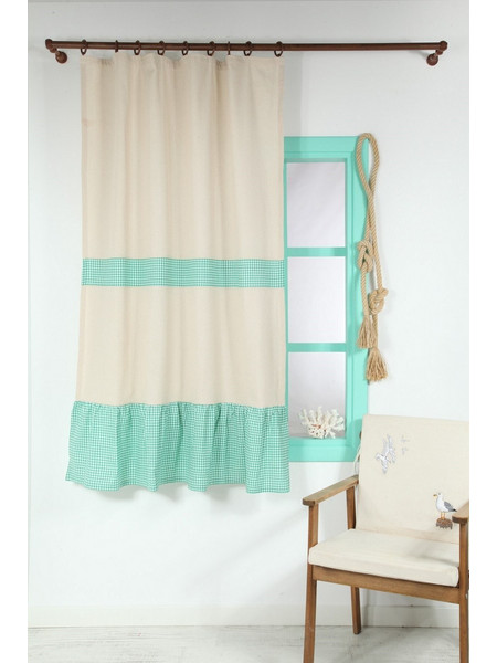 Stewehome Κουρτίνα με κορνίζα για ράγα Μπεζ 200x185 cm Μπεζ