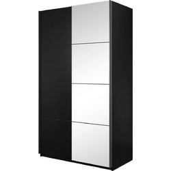 PoliHome Δίφυλλη Ντουλάπα Ρούχων Συρόμενη Delta II Μαύρη 120x61x210cm 162327719