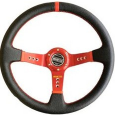 Τιμόνι βαθύκωνο 35cm δέρμα HW-0244R SPARCO Κόκκινος σκελετός