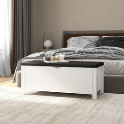 vidaXL Κουτί Αποθήκευσης Λευκό 105x40x45cm Επεξ. Ξύλο με Μαξιλάρι 1 τεμ