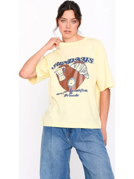 24COLOURS T-Shirt Γυναικεία Κοντομάνικη Μπλούζα Cotton Relaxed Fit - Yellow 12503b