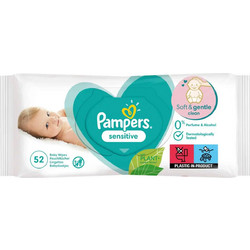 Pampers Sensitive Μωρομάντηλα Χωρίς Οινόπνευμα & Άρωμα 52τμχ