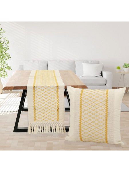 Λινή Τραβέρσα 33x170 Μπεζ/Κίτρινη Ilis Home