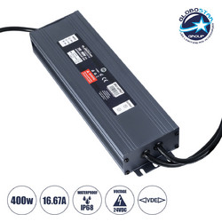 GLOBOSTAR(R) LUMISPLASH 60967 Τροφοδοτικό/Μετασχηματιστής Class II SELV 400W 16.67A DC 24V Αδιάβροχο IP68 - AC 220-240V σε DC 24V - M25.5 x W7.5 x H4cm