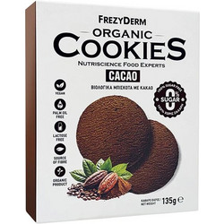 Frezyderm Organic Cookies Cacao 0% Sugar Βιολογικά Μπισκότα Με Κακάο & 0% Ζάχαρη 135gr