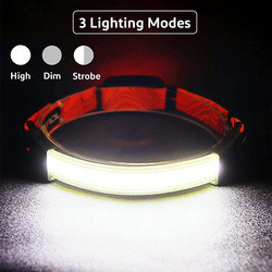 Επαναφορτιζόμενος φακός κεφαλής SUPER BRIGHT LED με πίσω φως ασφαλείας και 3 λειτουργίες