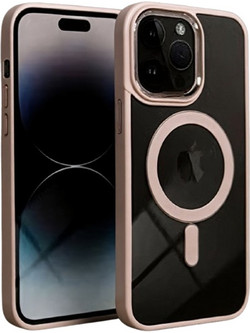 Forcell iPhone 16 Pro Max MagSafe Color Edge Θήκη Με Πλαίσιο Σιλικόνης Διάφανη - Pink