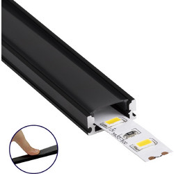 GloboStar(R) 70806-2M Επιφανειακό Προφίλ Αλουμινίου Μαύρο με Μαύρο Οπάλ Κάλυμμα για 1 Σειρά Ταινίας LED Πατητό - Press On Πακέτο 5 Τεμάχια των 2 Μέτρων