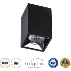 GloboStar(R) LUMINAR SUPERIOR 60320 Επιφανειακό LED Spot Downlight TrimLess 3W 420lm 36 AC 220-240V IP20 Μ4.2 x Π4.2 x Υ6.6cm - Μαύρο με Κάτοπτρο Χρωμίου - Φυσικό Λευκό 4500K - Bridgelux High Lumen Ch