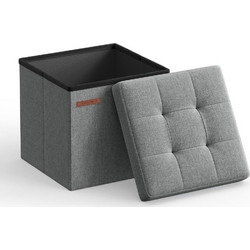 Songmics Αναδιπλούμενο Σκαμπό Αποθήκευσης - 30 x 30 x 30 - Γκρί - (LSF028G02)