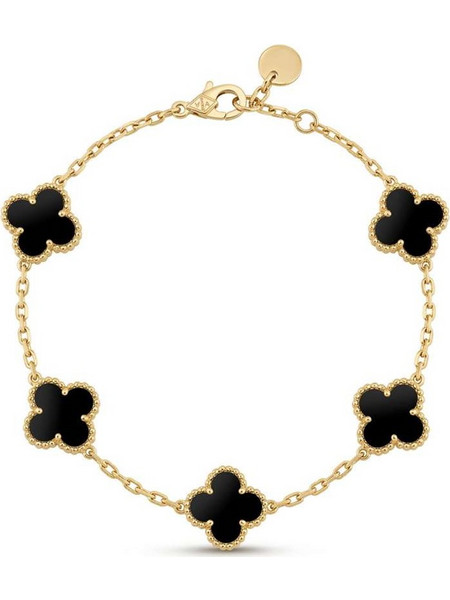 Clover χρυσό βραχιόλι μαύρο μεσαίο