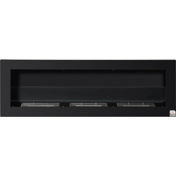 Τζάκι αιθανόλης Bio Ethanol Burner 3 Burn Boxes 1L 3 Hours Burning Time 2000W No Smoke Wall Mounted Steel Tempered Glass Μαύρο 120 x 15 x 40 cm