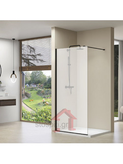 Καμπίνα Ντουζιέρας Walk-iN 60x185 SPARKE EXTATIC-01 Μαύρη Με Σατινέ Κρύσταλλο SR600185SB
