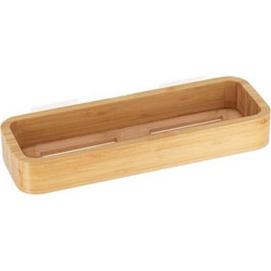Aria Trade Ξύλινο Ορθογώνιο Ράφι Μπάνιου από Bamboo με Αυτοκόλλητη Στήριξη 29x10x4 cm