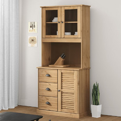 vidaXL Πάνω Ντουλάπι-Βιτρίνα VIGO 78x30x100 εκ Μασίφ Ξύλο Λευκό - μασίφ-ξύλο-πεύκου