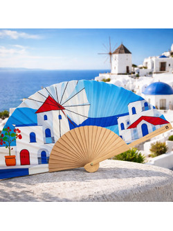 Βεντάλια ξύλινη 23εκ. Aegean windmill