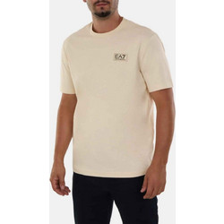 EA7 Emporio Armani T-shirt κανονική γραμμή μπεζ βαμβακερό