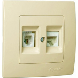 Makel Lillium Πρίζα Τηλεφώνου RJ11 & Δικτύου Data RJ45 Cat6 Μπεζ (32010137)