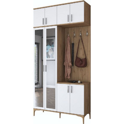 Έπιπλο Εισόδου 893RAN5821 120x37,5x240cm White-Walnut Μοριοσανίδα, Μελαμίνη