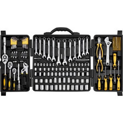 Σετ εργαλείων VEVOR 207-Piece Mechanics, Υποδοχές μετάδοσης κίνησης 1/4" 3/8" 1/2" SAE και Metric Mechanic Tool Kit με μύτες, κλειδιά, λαβή καστάνιας, αξεσουάρ και πλαστική θήκη αποθήκευσης, για επισκ