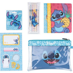 Disney 13-piece School Supply Set Stitch Patterns Tropical Collection Blue